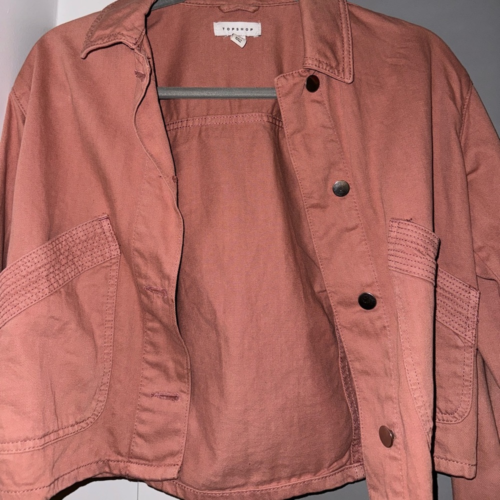Cropped Dusty Pink Denim Jacket